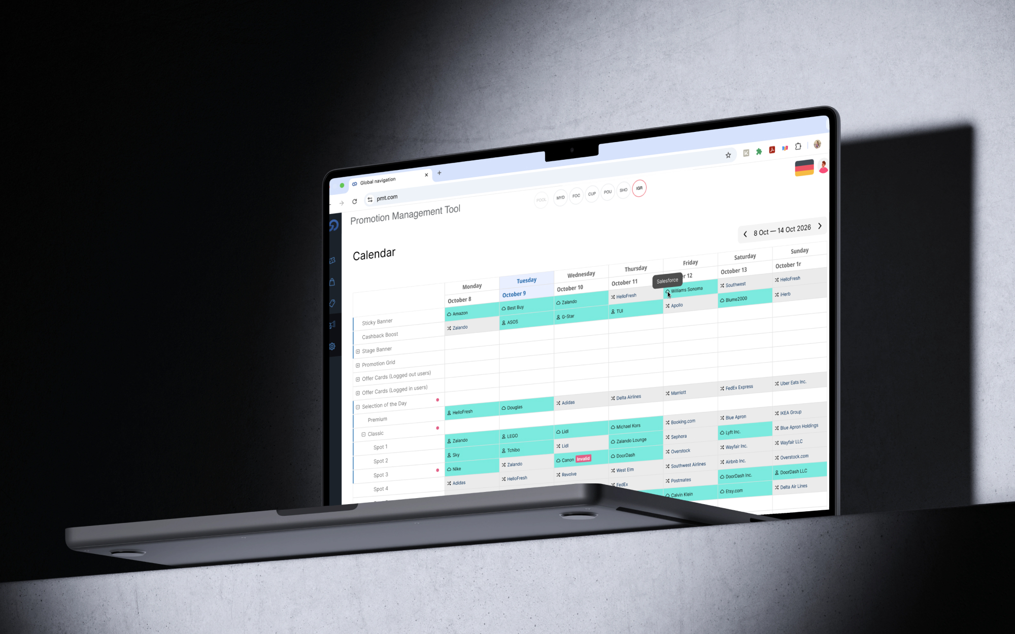 PMT promotional slot scheduling tool